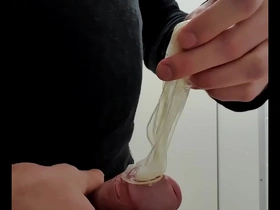 Play with used cumfilled condom from stranger