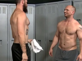 Take turns assfucking in the locker room
